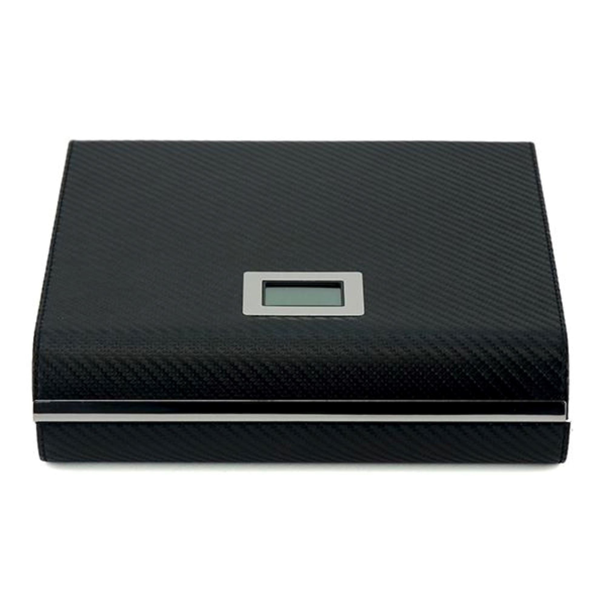 20 CT Black Cigar Humidor Carbon Fiber Case for Cigars Cigar Boxes Clinks 