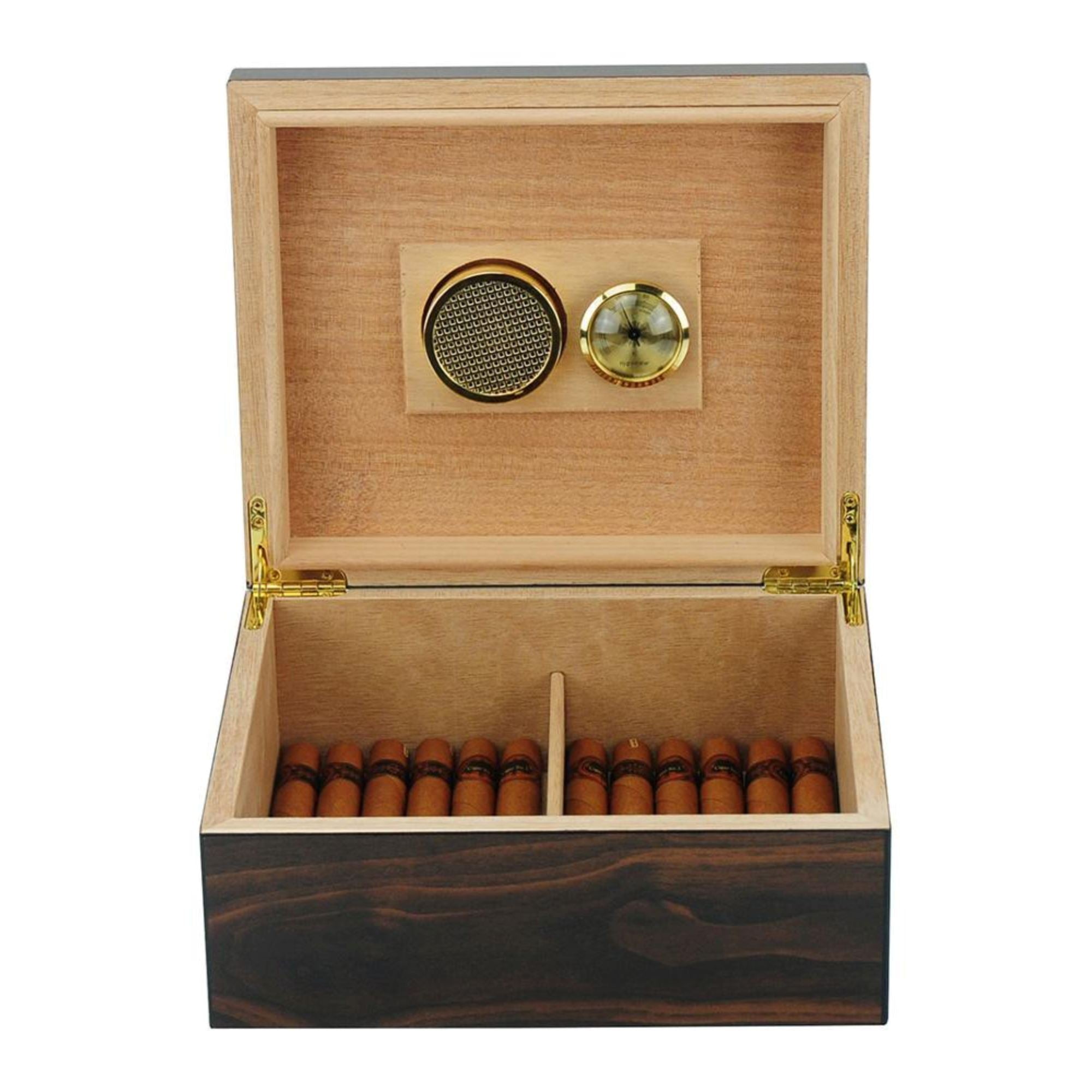 25 CT Walnut Cigar Humidor Mahogany Lining Box for Cigars Cigar Boxes Clinks 