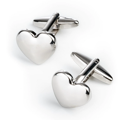 Silver Heart Engravable Cufflinks