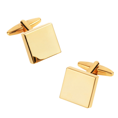 Shiny Gold Square Cufflinks & Tie Clip Set