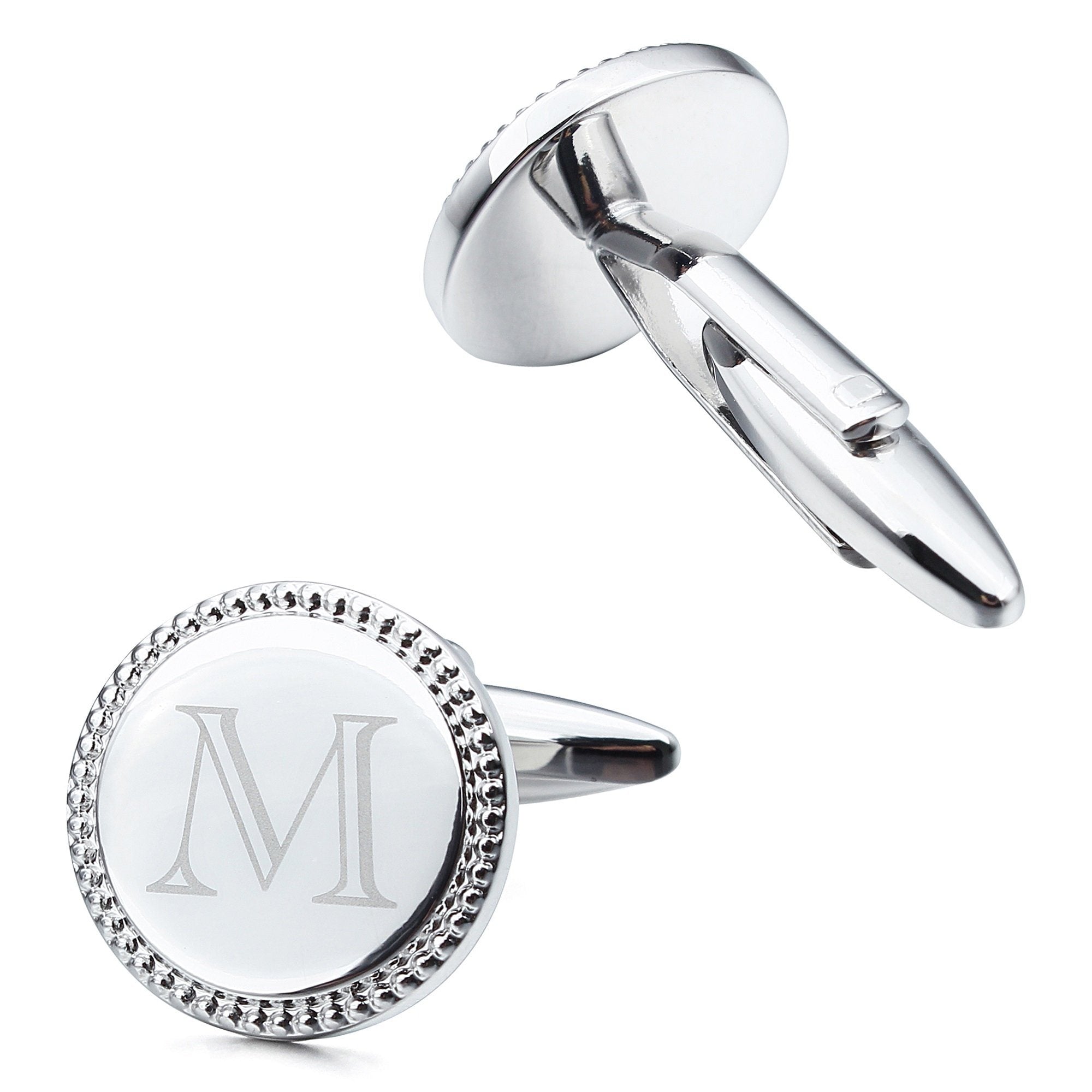 Letter M Initial Cufflinks -Round