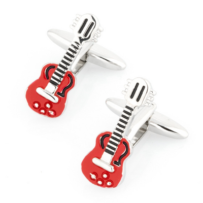 "Rock Out" Red Guitar Cufflinks