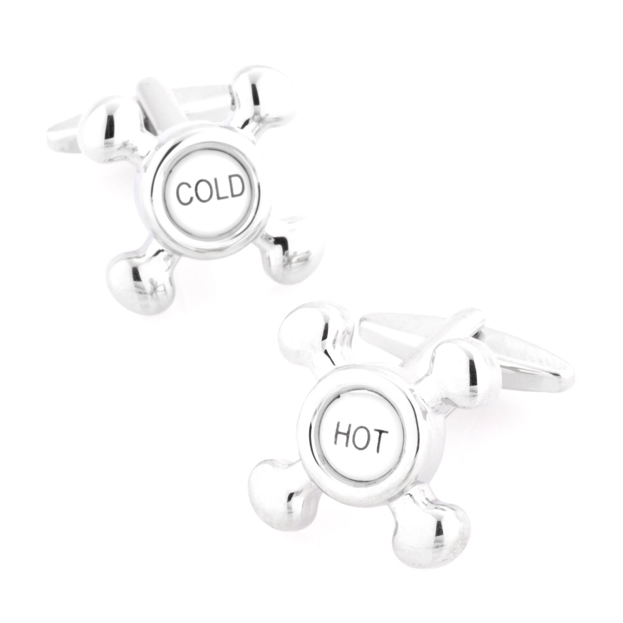 Hot & Cold Tap Cufflinks Black & White Novelty Cufflinks Clinks Australia Hot & Cold Tap Cufflinks Black & White 