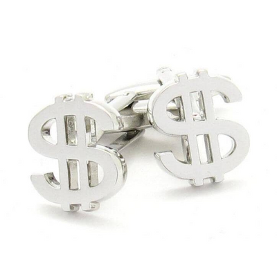 "$" Silver Dollar Sign Cufflinks