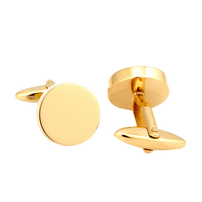 Engravable Round Cufflinks Gold