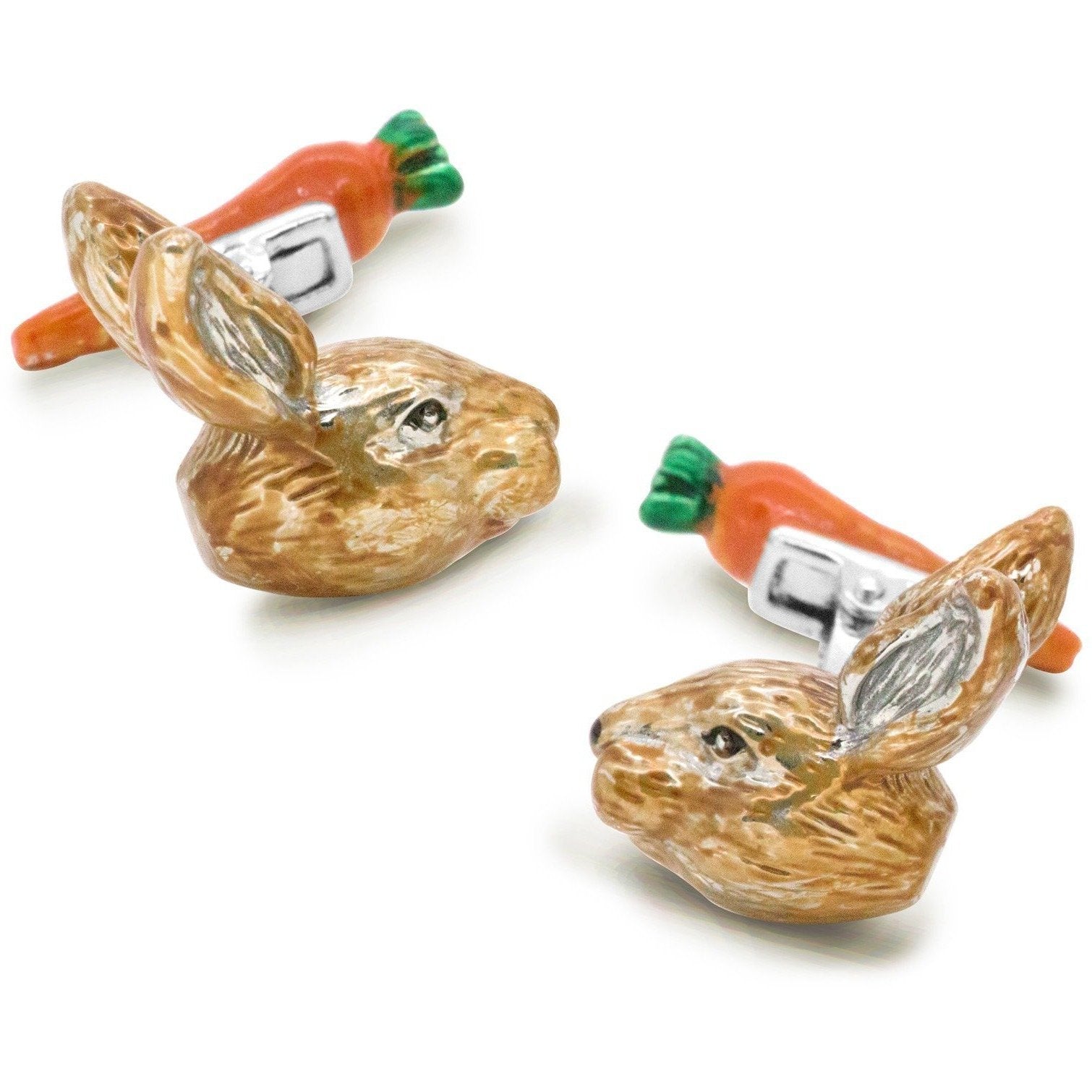Colour Bunny Rabbit Head and Carrot Back Cufflinks