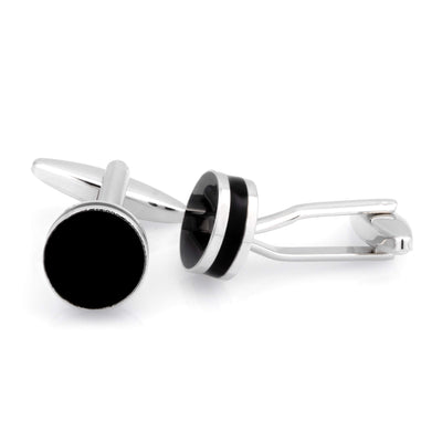 Round Black Silver II Cufflinks