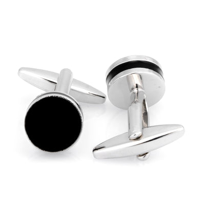 Round Black Silver II Cufflinks