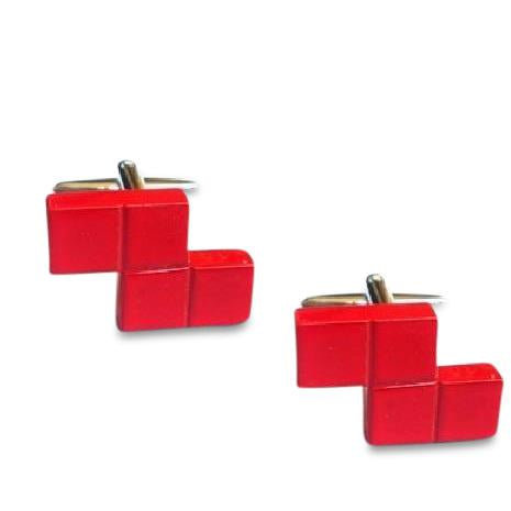 Retro Computer Blocks Red Cufflinks