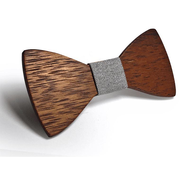 Dark Wood Grey Dot Fabric Adult Bow Tie