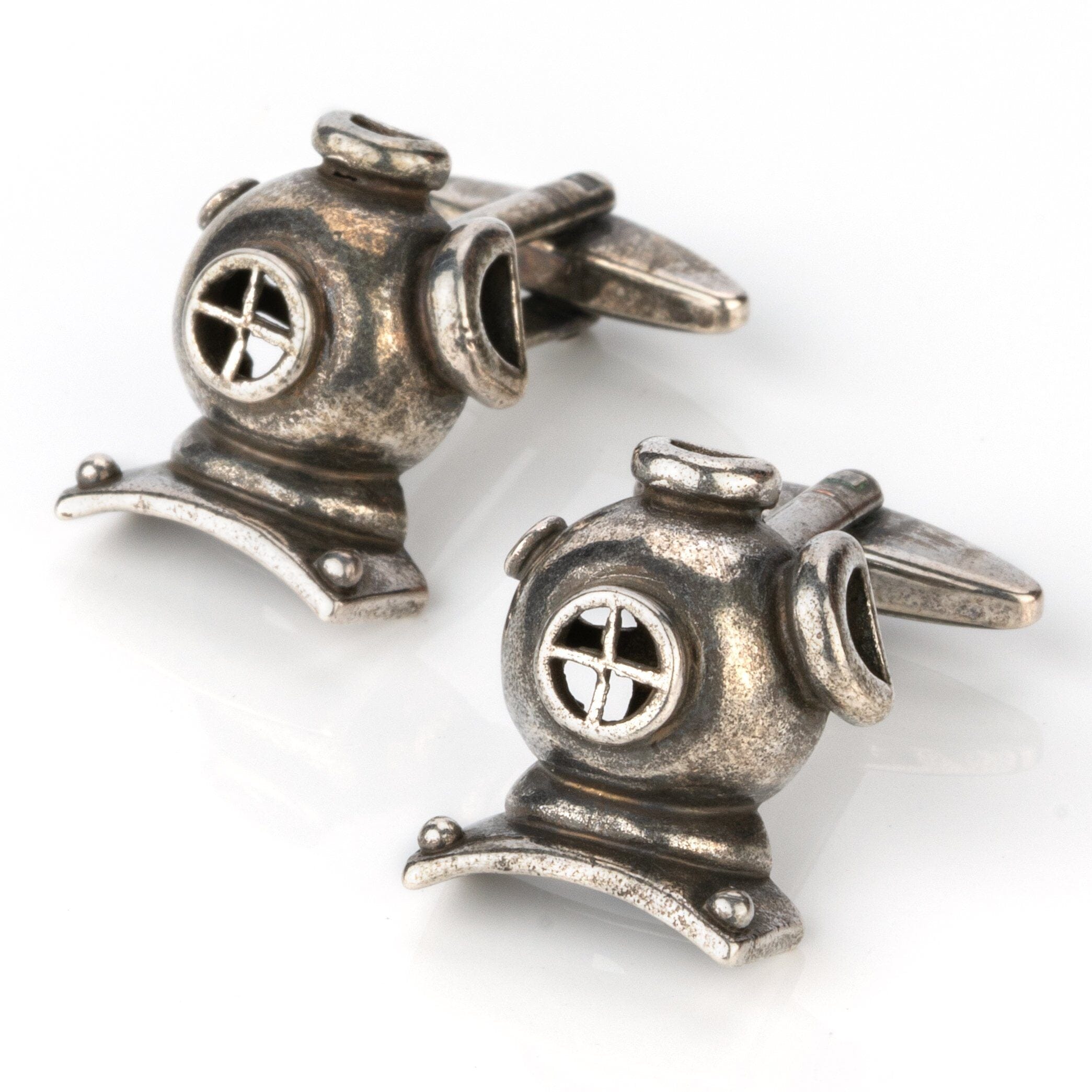 Scuba Diving Helmet Antique Silver Cufflinks Novelty Cufflinks Clinks Australia 