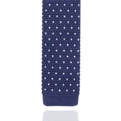 Blue and White Dot Knit Tie, Ties, TI1080, Mens Ties, Cuffed, Clinks, Clinks Australia