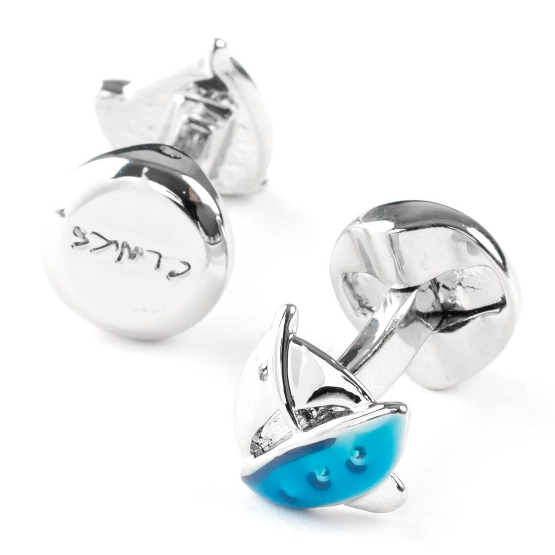 Blue/Silver Sailing Ship Cufflinks Novelty Cufflinks Clinks Australia 