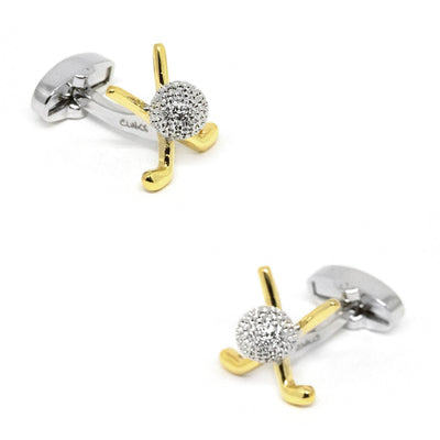 Silver and Gold Golf Club and Ball Cufflinks