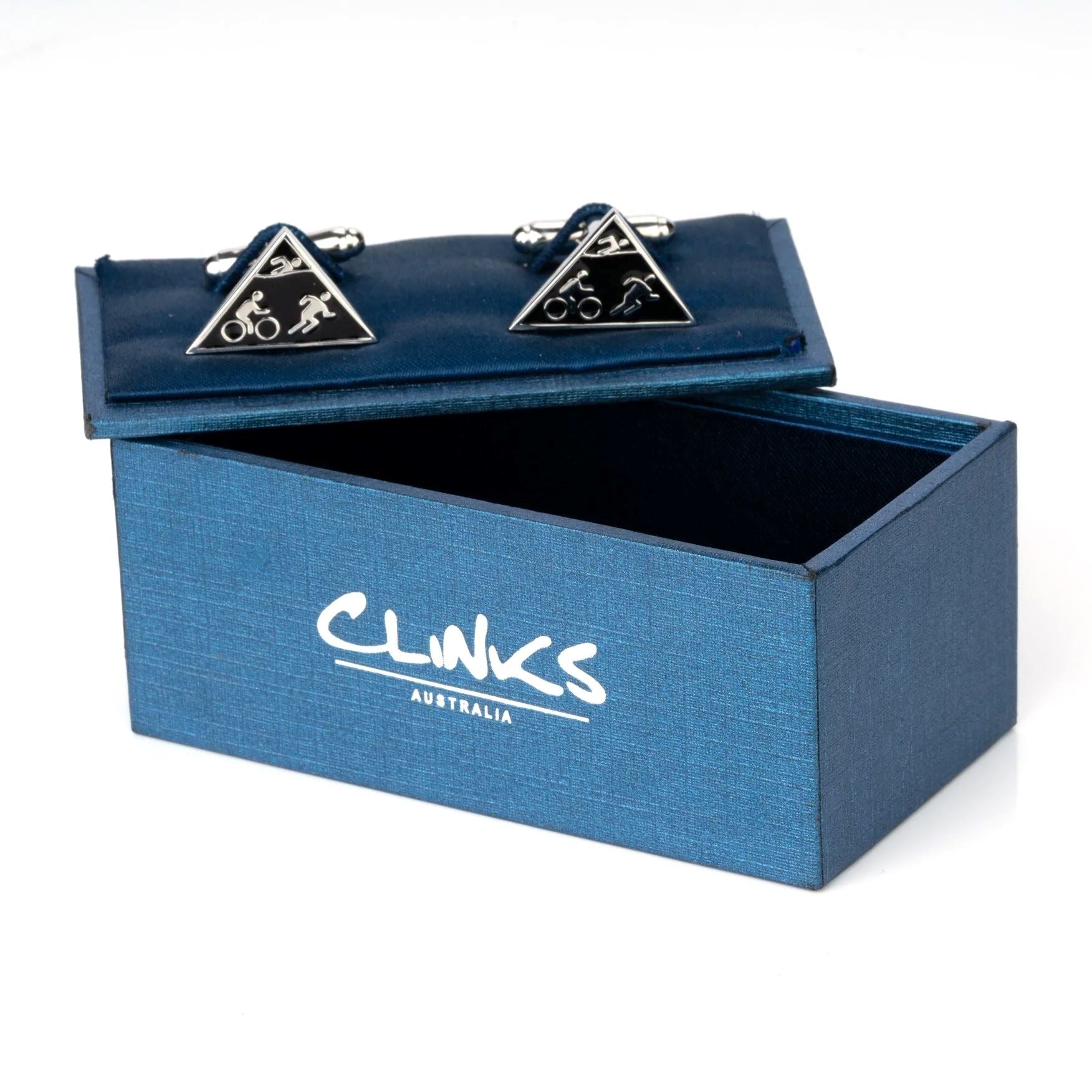 Triathlon Cufflinks Black Silver Novelty Cufflinks Clinks Australia 