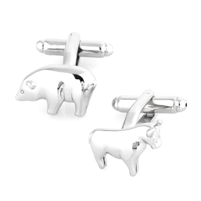 Bull and Bear Silver Cufflinks