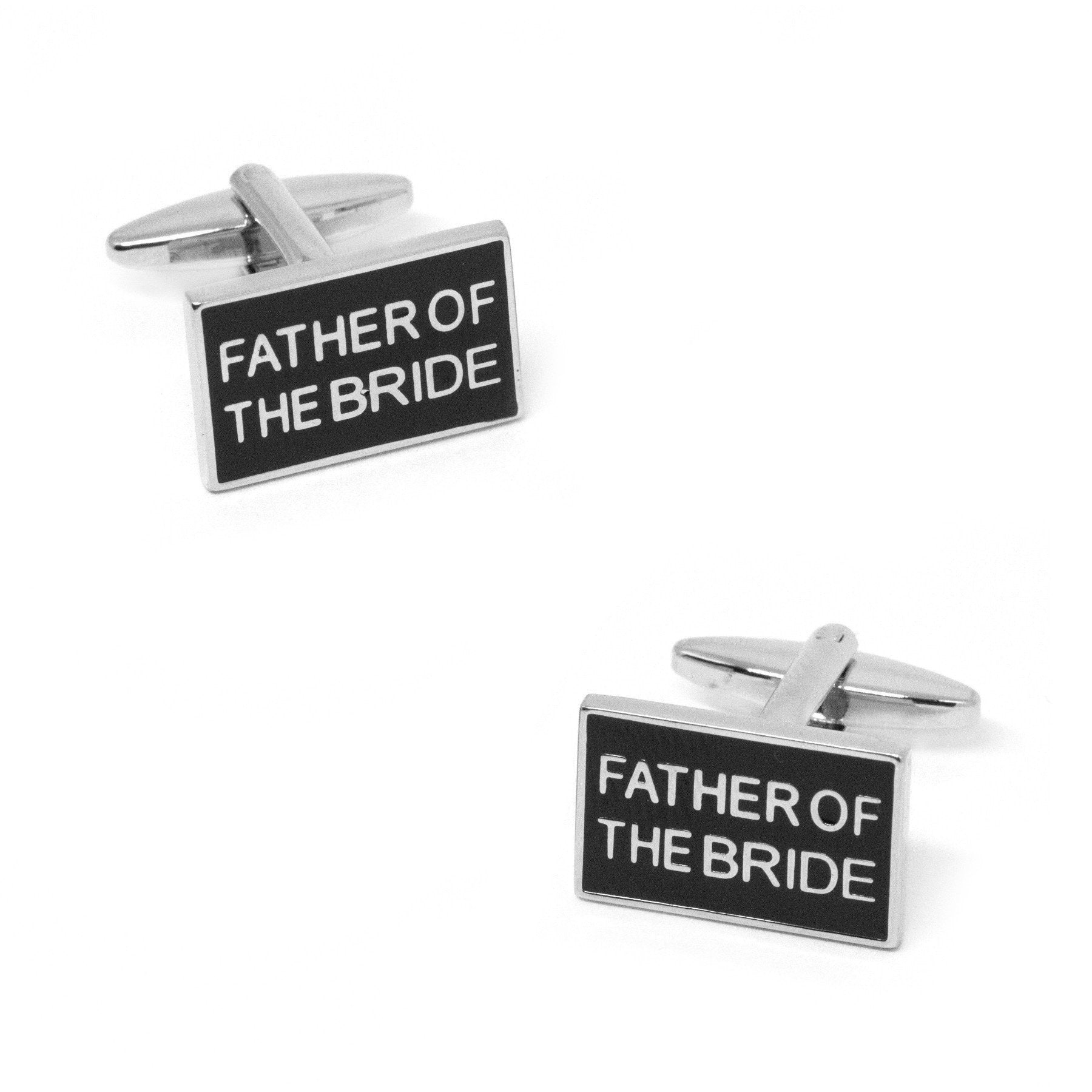 Father of the Bride Black Silver Wedding Cufflinks