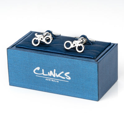 Styled Racing Bicycle with Cyclist Cufflinks