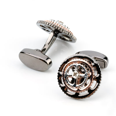 Bicycle Gear Cog Cufflinks in Gunmetal Silver Gold