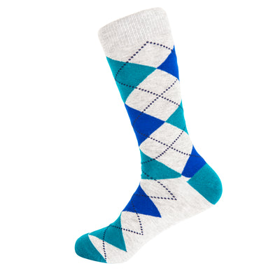 Argyle Tartan Grey Bamboo Socks by Dapper Roo, Socks, Tartan Grey, Navy, Heather Grey, Blue, SK2049, Men's Socks, Socks for Men, Clinks.com