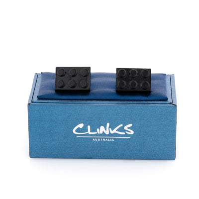 Black Building Block Cufflinks, Novelty Cufflinks, CL8710, Mens Cufflinks, Cufflinks, Cuffed, Clinks, Clinks Australia