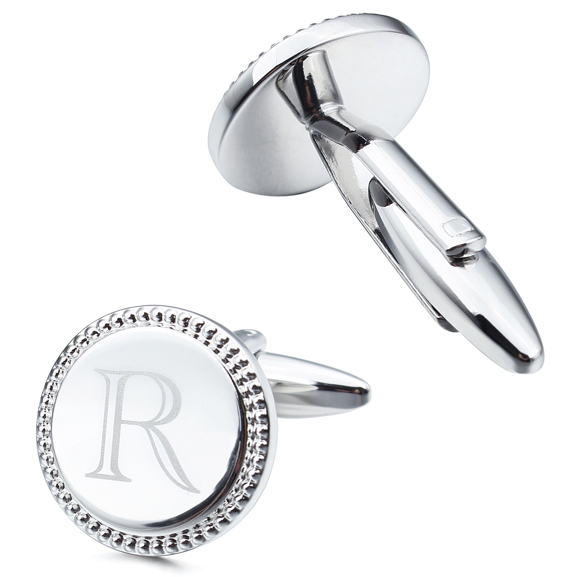 Letter R Initial Cufflinks -Round