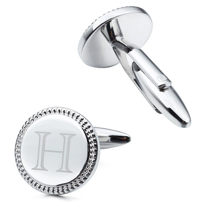 Silver Initial Round Cufflinks