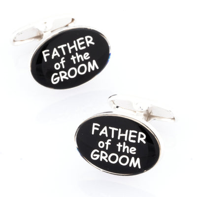 Father of the Groom Black and Silver Wedding Cufflinks