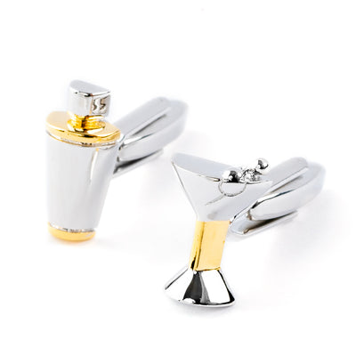 Silver/Gold Cocktail Glass & Shaker Cufflinks