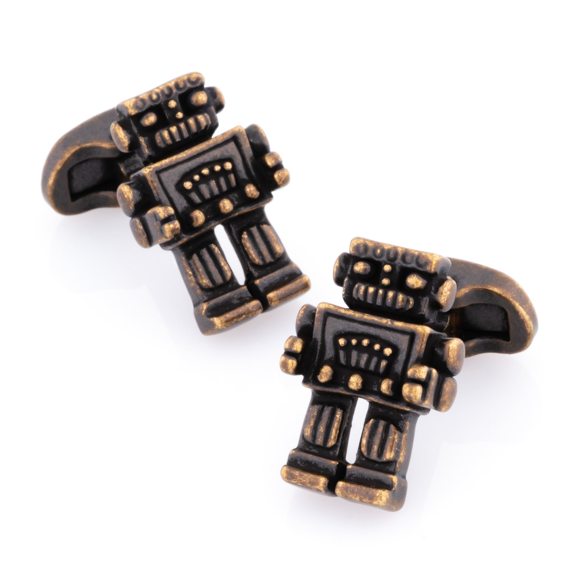 Robot Cufflinks in Antique Burnished Gold