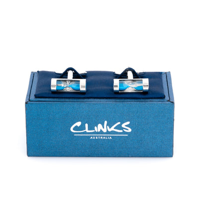 Blue Sand-Timer Hourglass Cufflinks