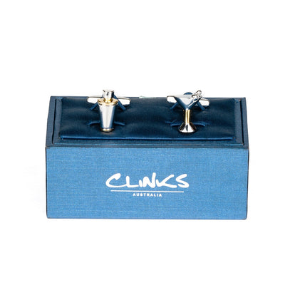 Silver/Gold Cocktail Glass & Shaker Cufflinks