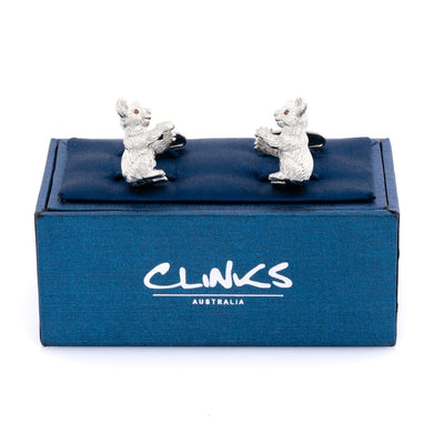 Silver Koala Cufflinks with Crystal Eyes