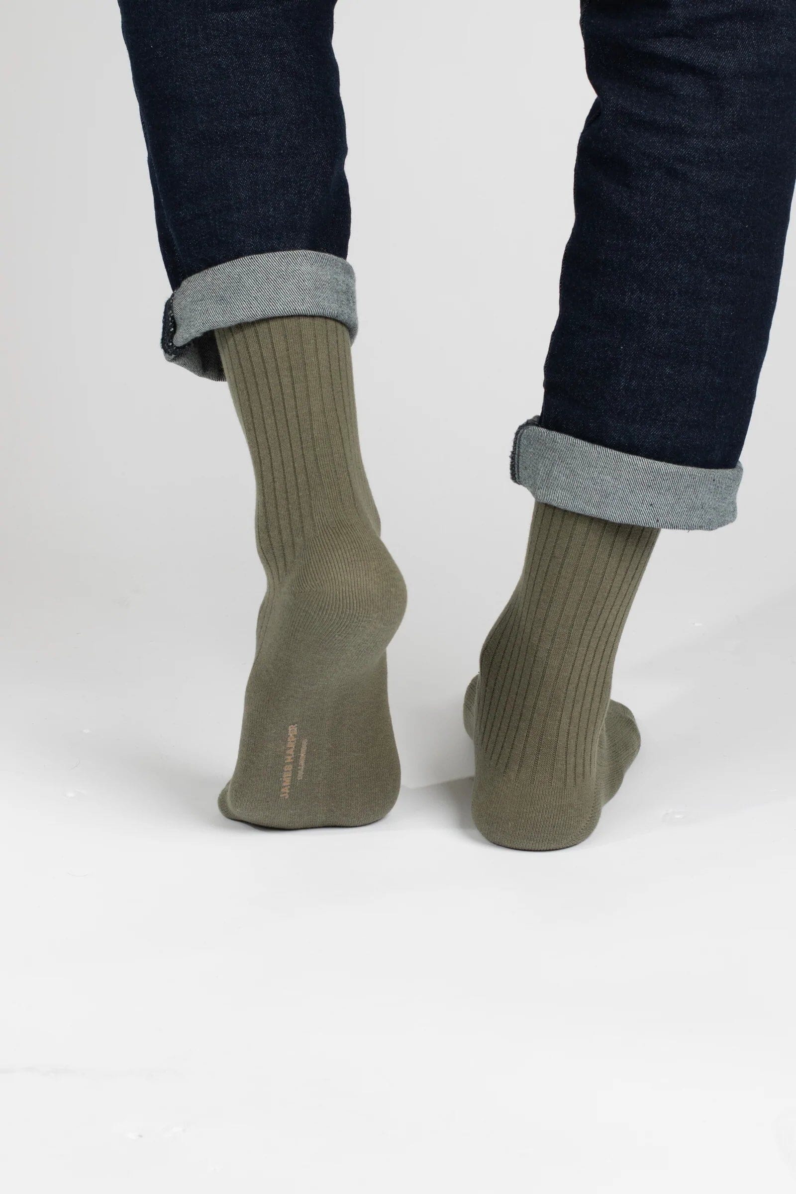 Olive Ribbed Socks Socks Clinks 