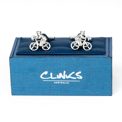 Silver Bicycle Cyclist Cufflinks