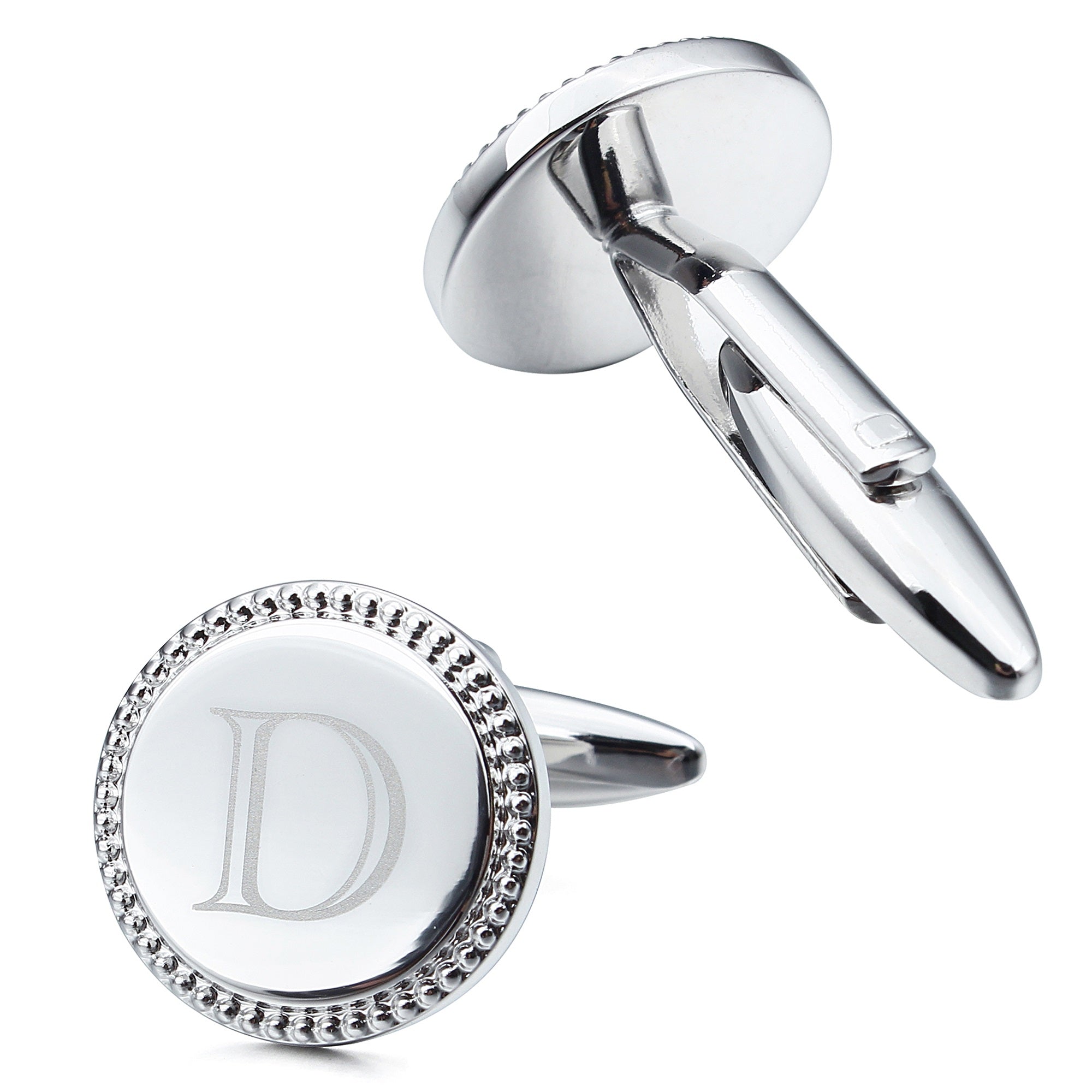 Letter D Initial Cufflinks -Round