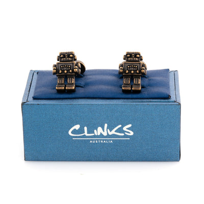 Robot Cufflinks in Antique Burnished Gold