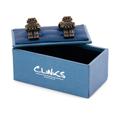 Robot Cufflinks in Antique Burnished Gold