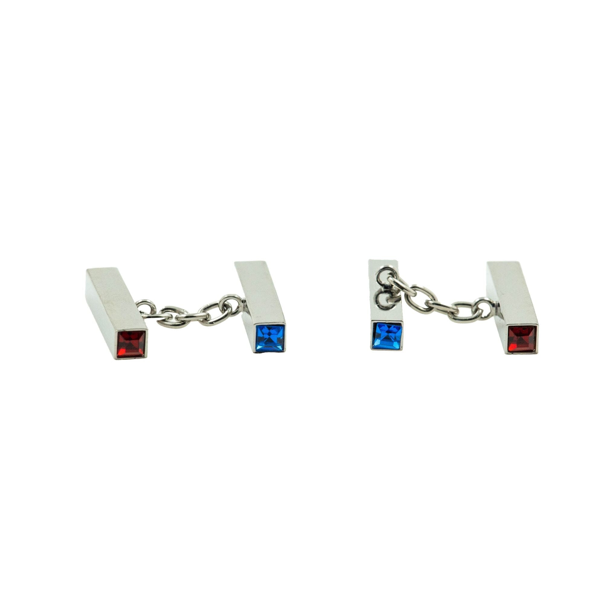 Red & Blue Crystal Chain Cufflinks Novelty Cufflinks Clinks 