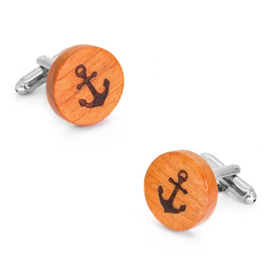 Round Wood Anchor Cufflinks