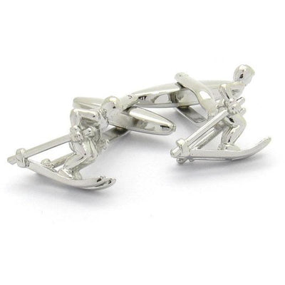 Skiing Silver Cufflinks