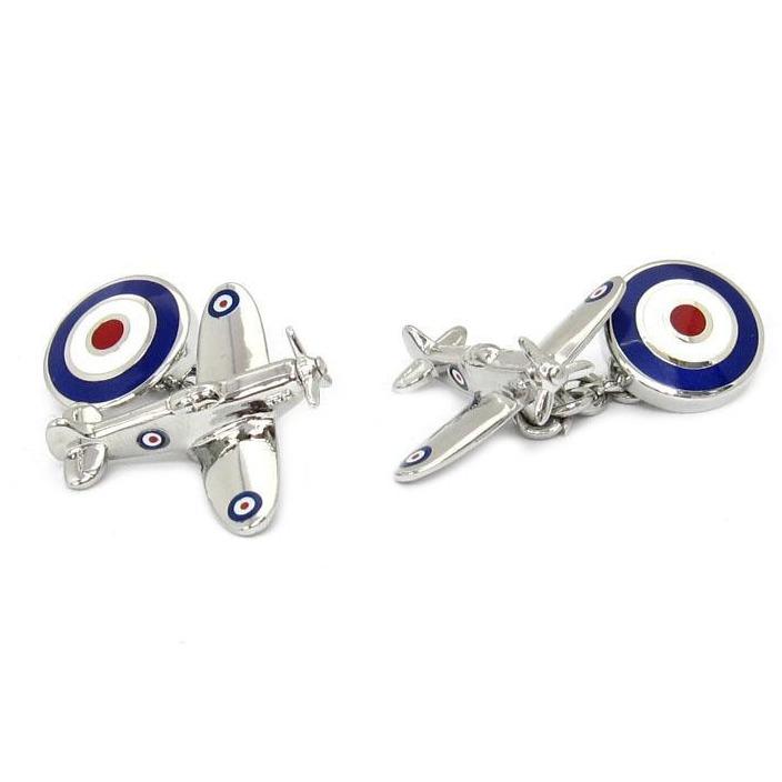 Spitfire Plane Cufflinks with Chain and Roundel