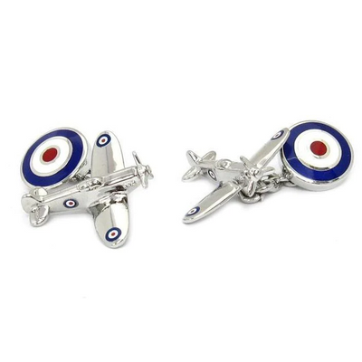 Spitfire Plane Cufflinks with Chain and Roundel