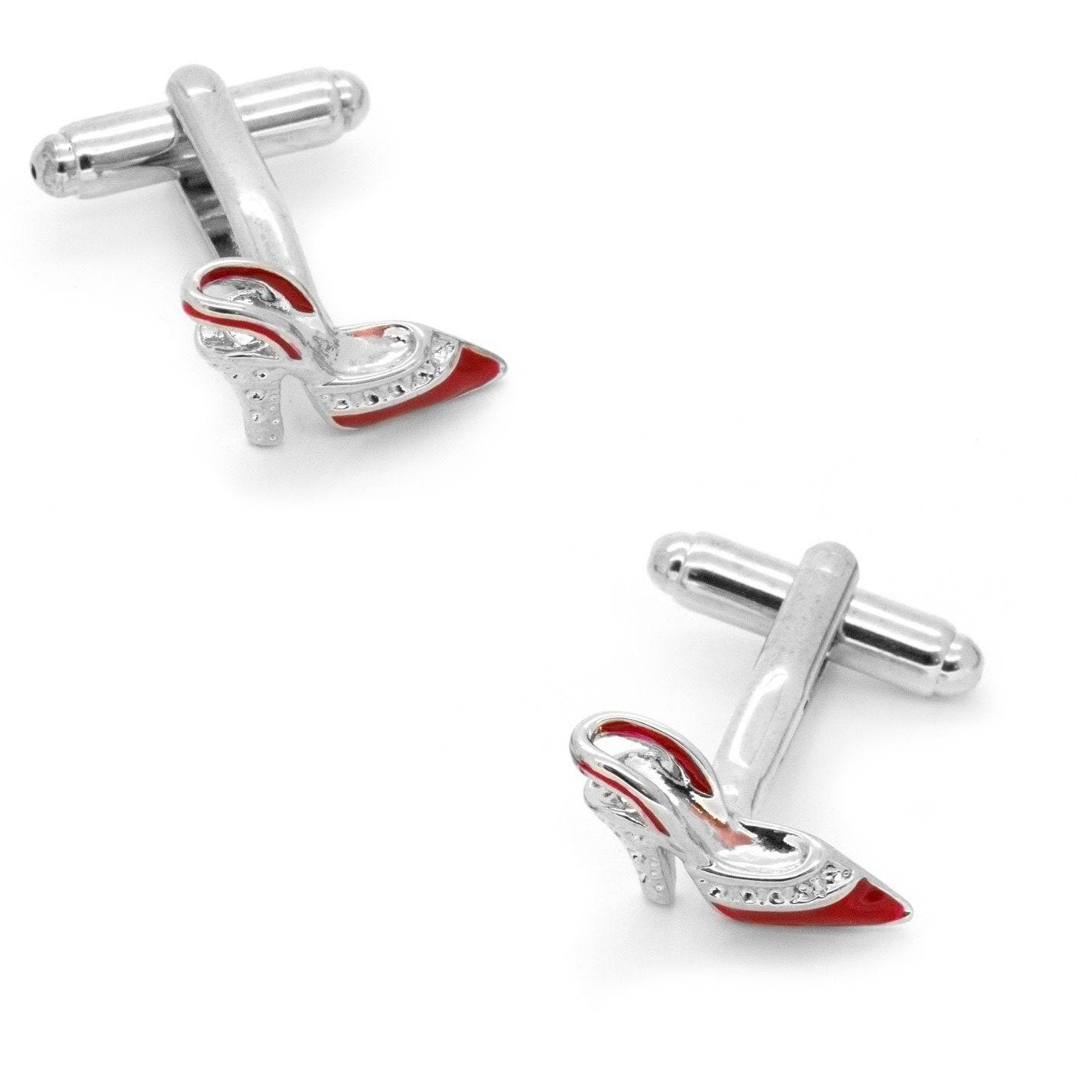 Stiletto High Heels Shoe Cufflinks Red