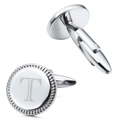 Silver Initial Round Cufflinks