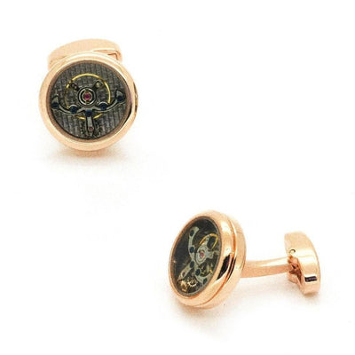 Tourbillon Watch Movement Cufflinks Rose Gold