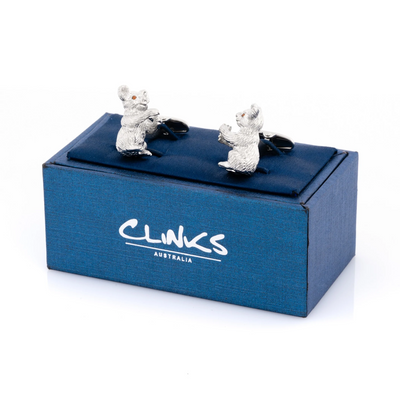 Silver Koala Cufflinks with Crystal Eyes