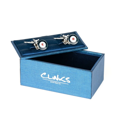 Spitfire Plane Cufflinks with Chain and Roundel