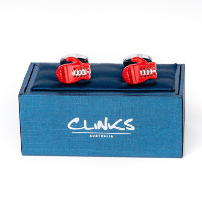 Red Boxing Gloves with Silver Laces Cufflinks