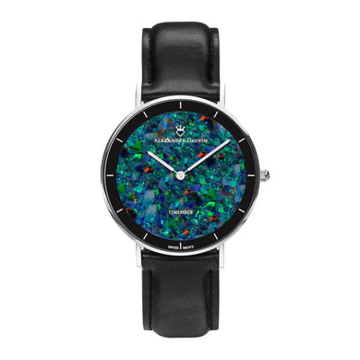 Gatsby Pedy Red Swiss Opal Watch 36MM with Black Leather Strap